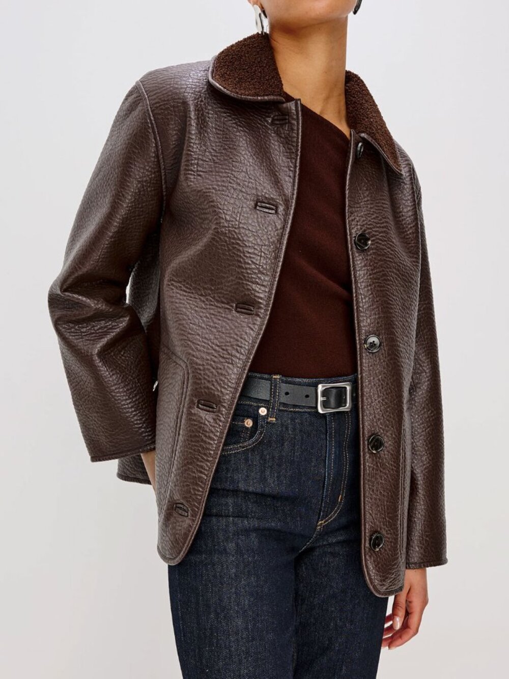 Rails Luis Faux Leather Faux Shearling Jacket in Walnut Small